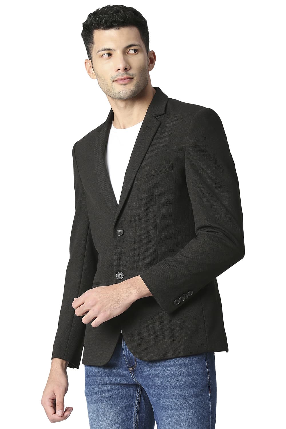 BASICS COMFORT FIT SELF STRUCTURE KNIT BLAZERS