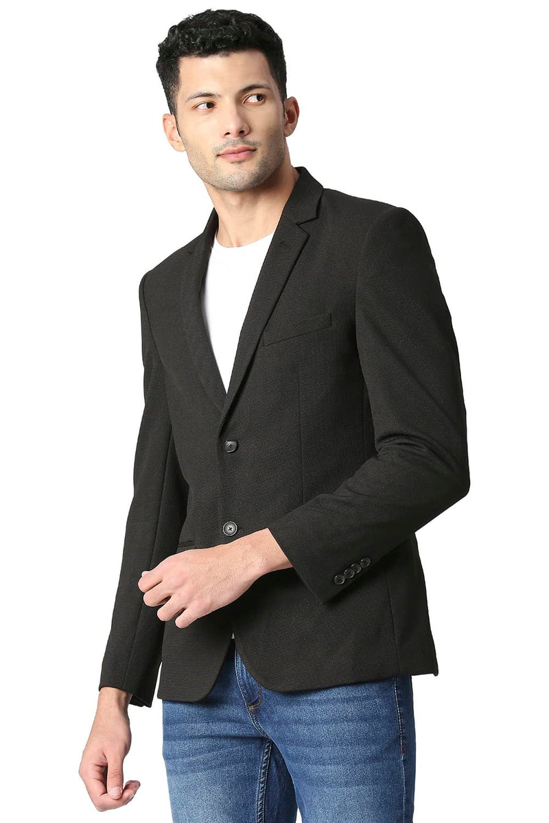 BASICS COMFORT FIT SELF STRUCTURE KNIT BLAZERS