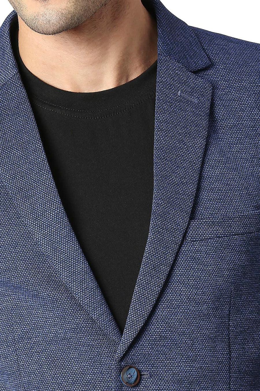 BASICS COMFORT FIT LOLITE BLUE HONEYCOMB KNIT BLAZERS