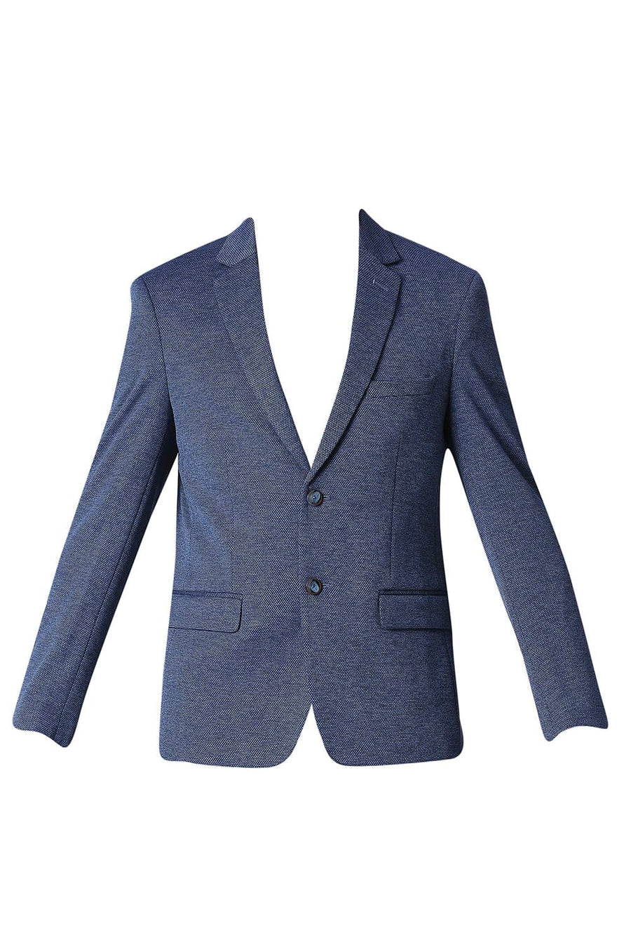 BASICS COMFORT FIT LOLITE BLUE HONEYCOMB KNIT BLAZERS