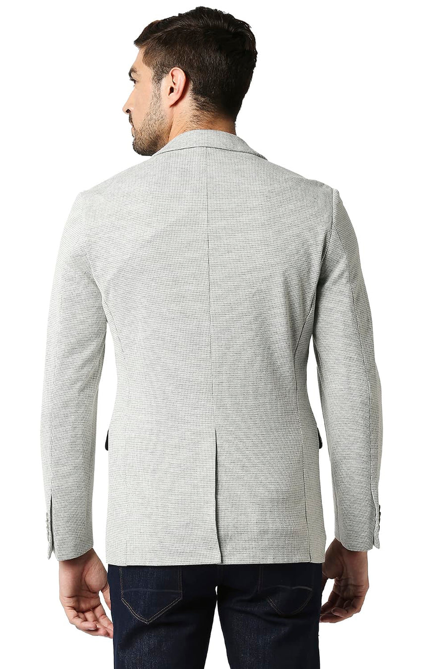 BASICS COMFORT FIT GRIFFIN ECRU HOUNDS TOOTH KNIT BLAZERS