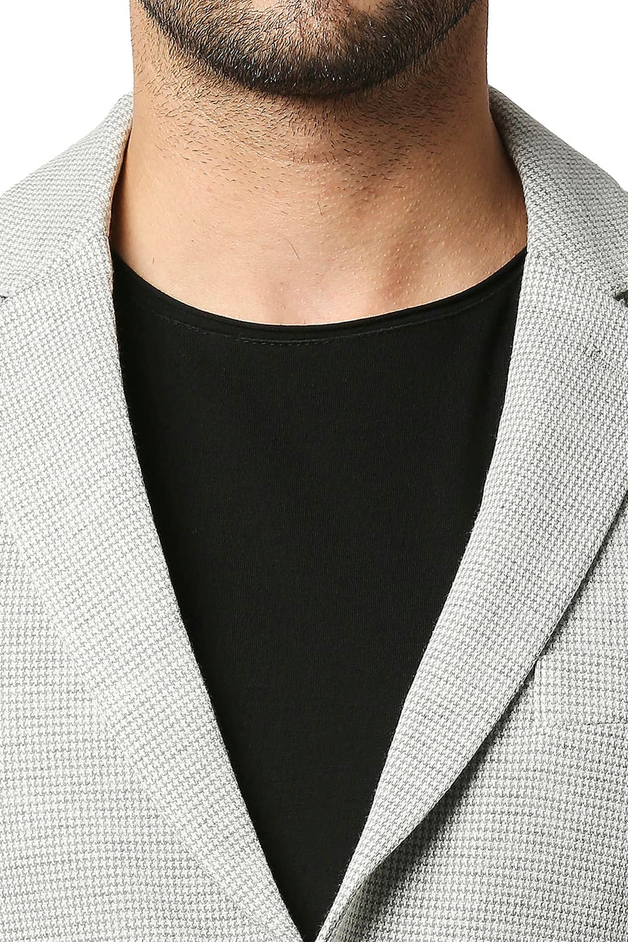 BASICS COMFORT FIT GRIFFIN ECRU HOUNDS TOOTH KNIT BLAZERS