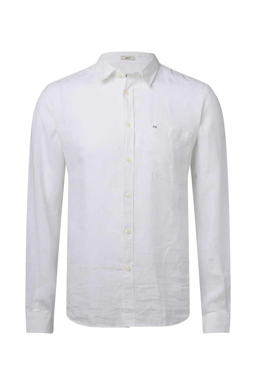 BASICS SLIM FIT SNOW WHITE LINEN SHIRT