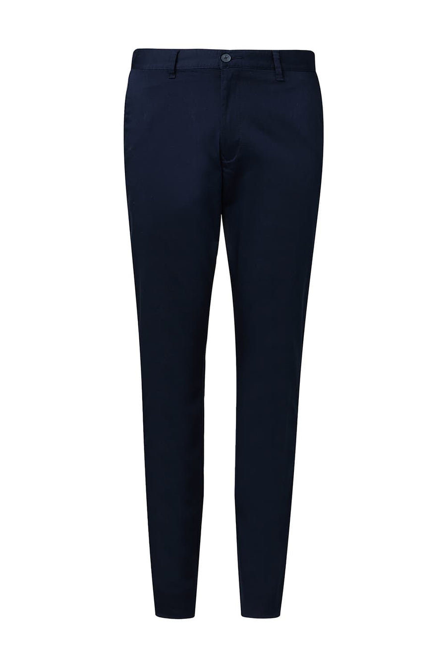 BASICS TAPERED FIT ANTHRACITE NAVY SATIN STRETCH TROUSERS