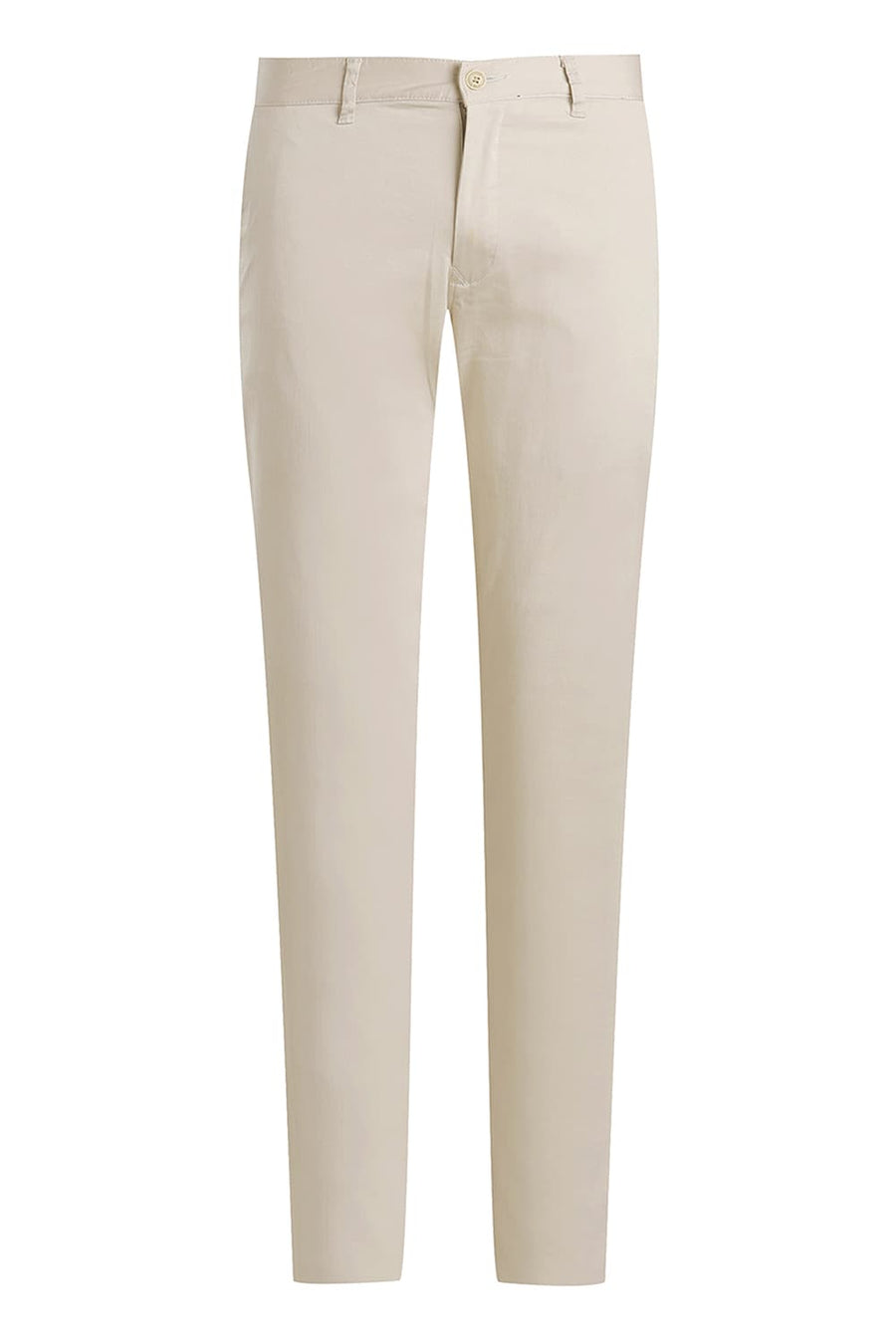 BASICS TAPERED FIT TURTLEDOVE ECRU SATIN STRETCH TROUSERS