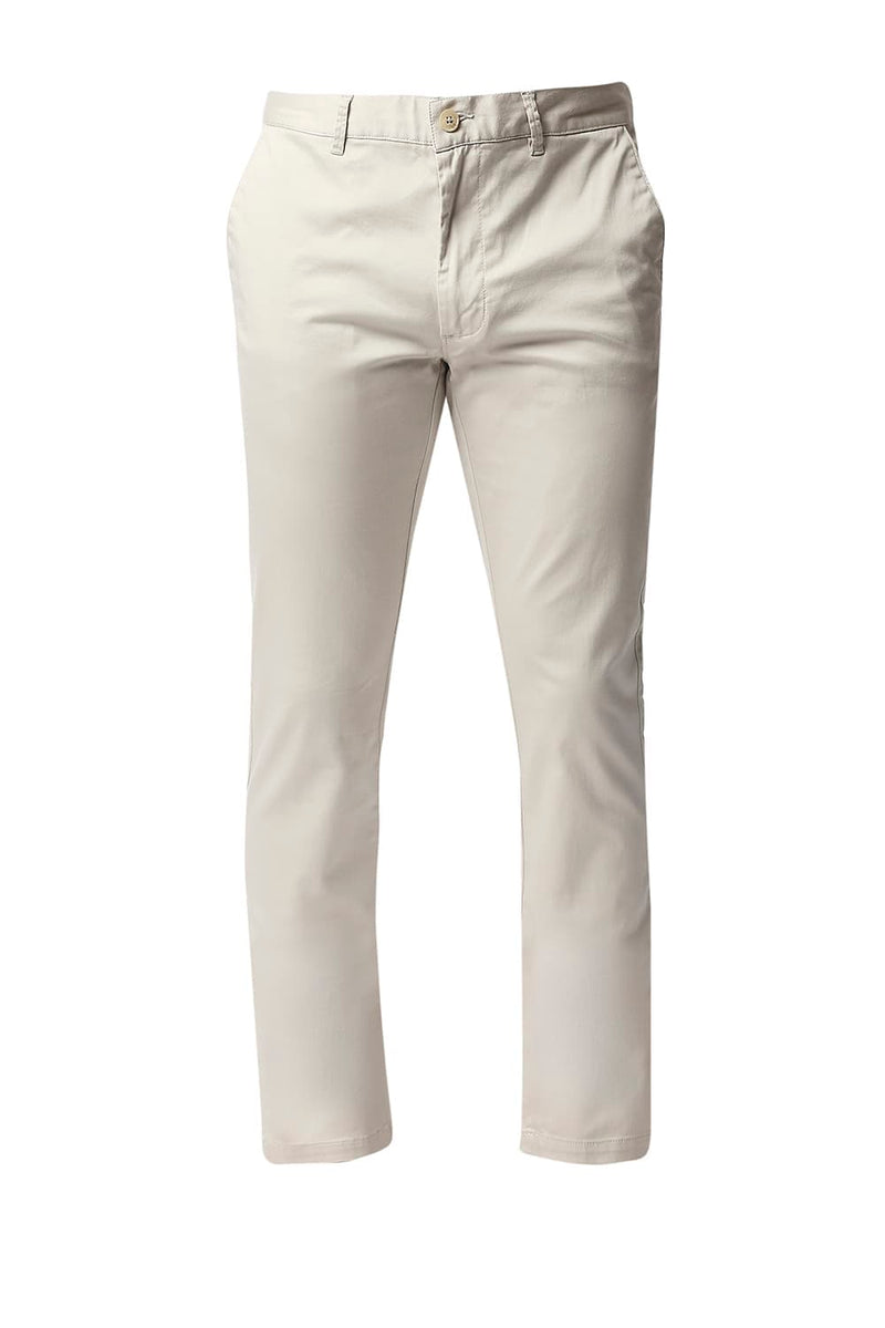 BASICS TAPERED FIT SATIN STRETCH TROUSERS