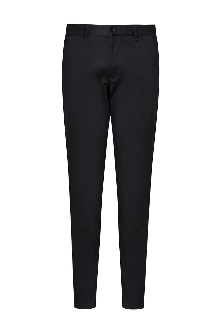 BASICS TAPERED FIT EBONY GREY SATIN STRETCH TROUSERS