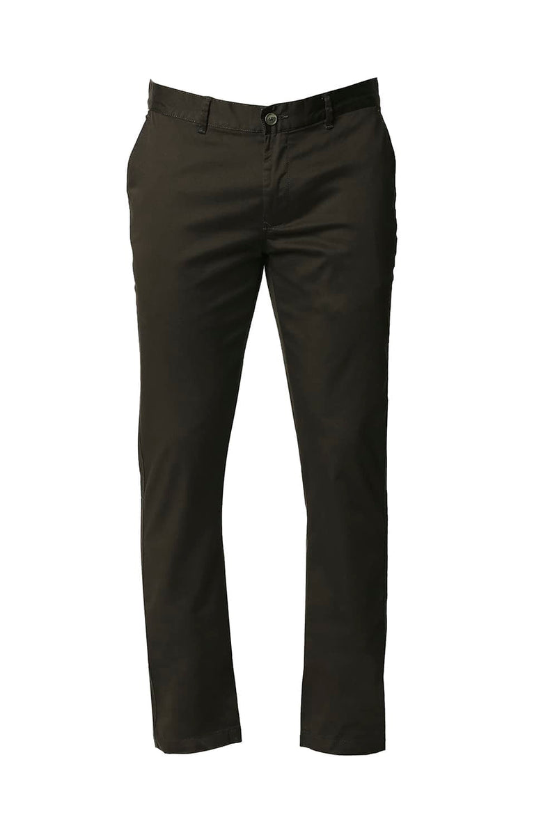 BASICS TAPERED FIT SATIN STRETCH TROUSERS