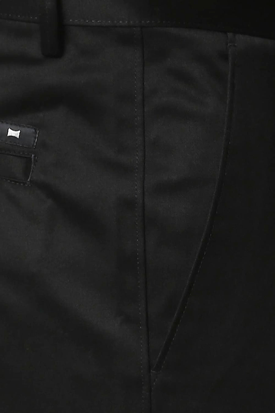 BASICS COMFORT FIT BLACK SATIN WEAVE POLY COTTON TROUSERS
