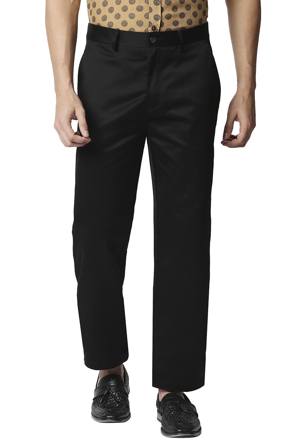 BASICS COMFORT FIT SATIN WEAVE POLY COTTON TROUSERS
