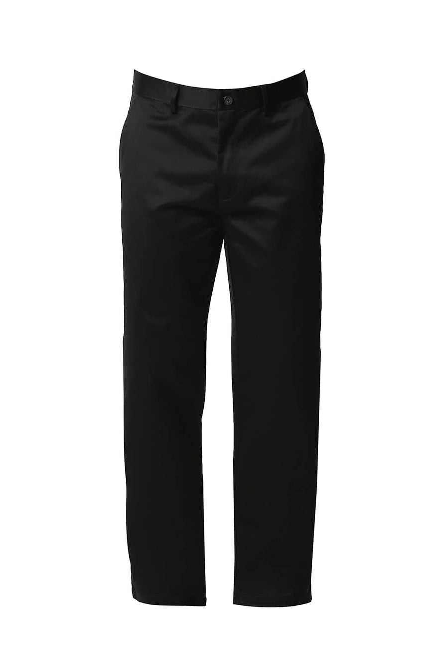 BASICS COMFORT FIT BLACK SATIN WEAVE POLY COTTON TROUSERS