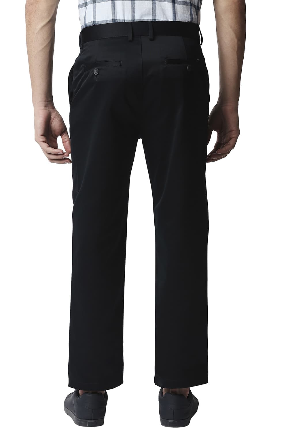 BASICS COMFORT FIT SATIN WEAVE POLY COTTON TROUSERS