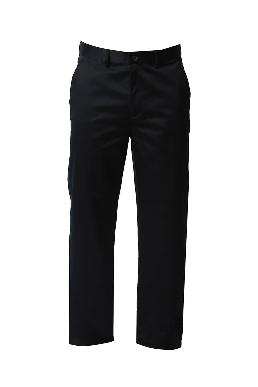 BASICS COMFORT FIT NAVY SATIN WEAVE POLY COTTON TROUSERS