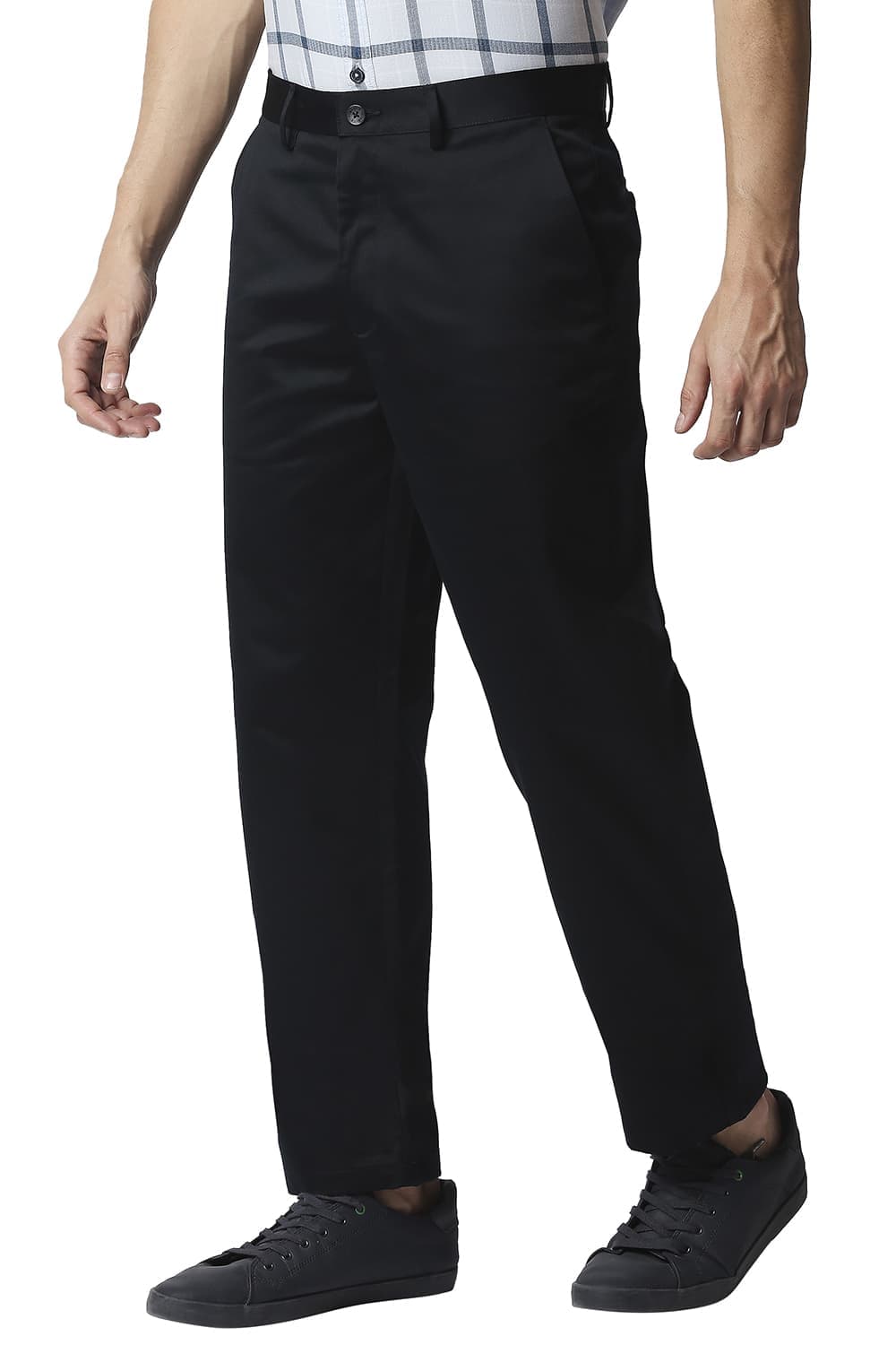 BASICS COMFORT FIT SATIN WEAVE POLY COTTON TROUSERS