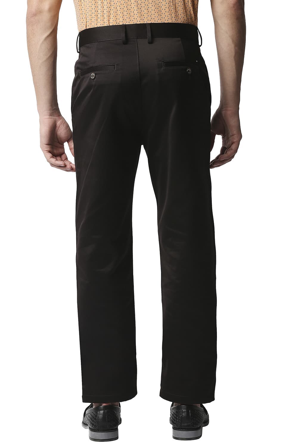 BASICS COMFORT FIT SATIN WEAVE POLY COTTON TROUSERS