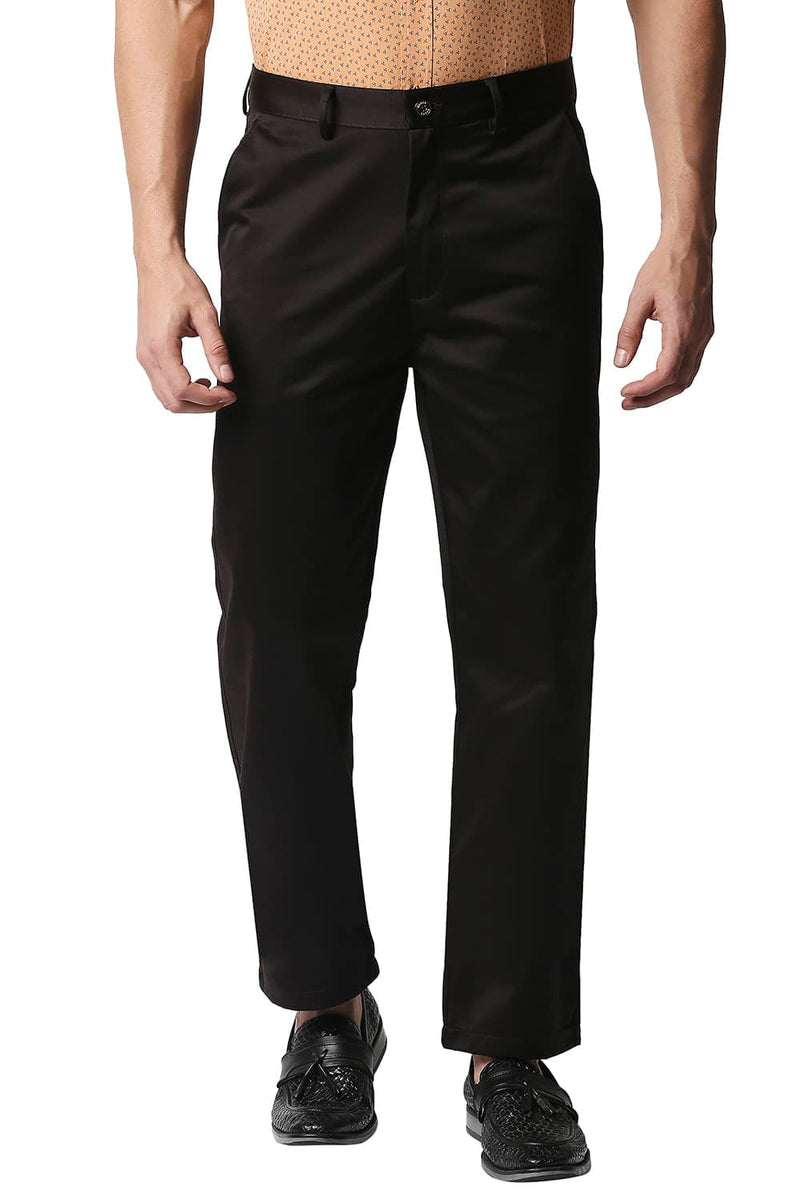 BASICS COMFORT FIT SATIN WEAVE POLY COTTON TROUSERS