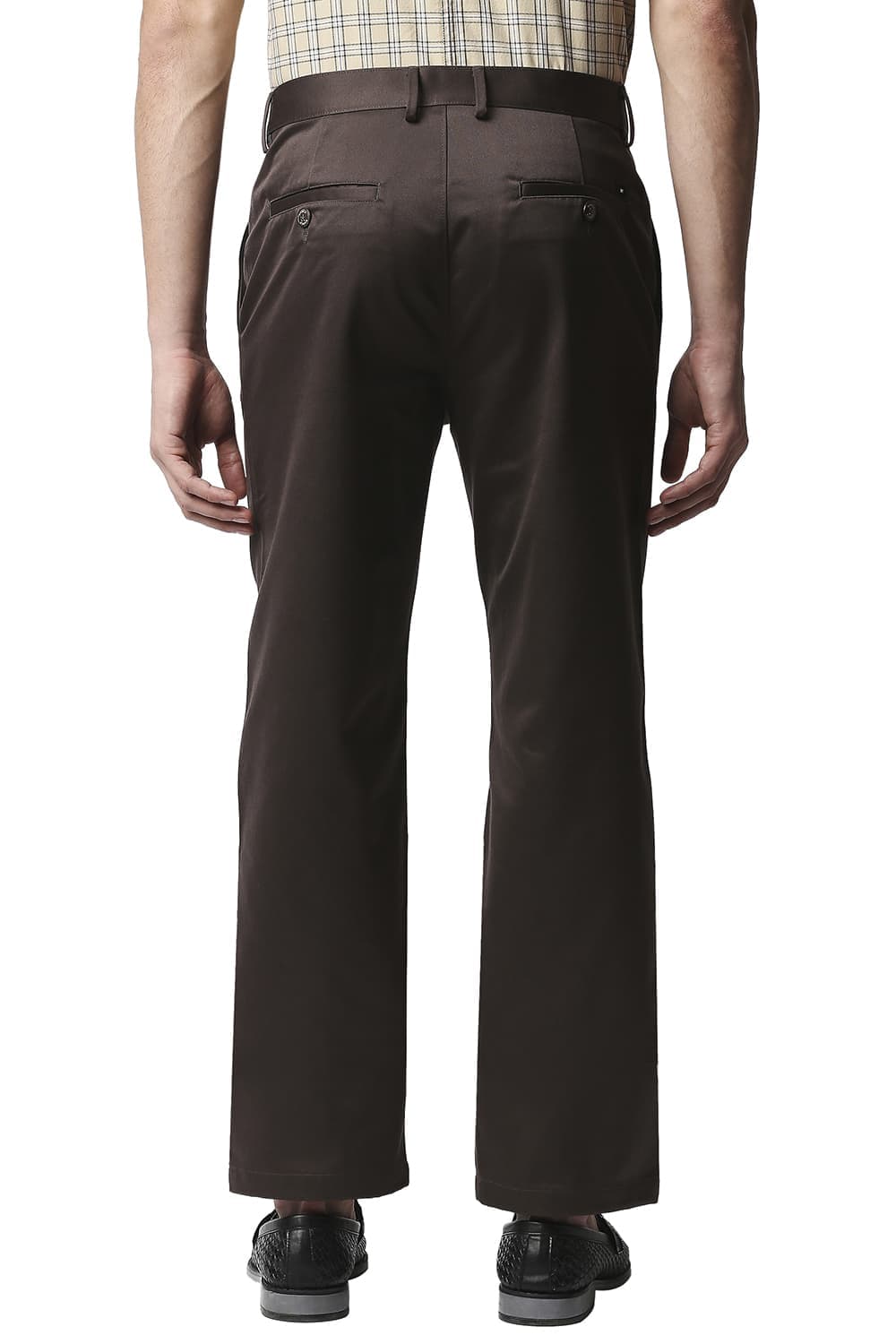 BASICS COMFORT FIT SATIN WEAVE POLY COTTON TROUSERS