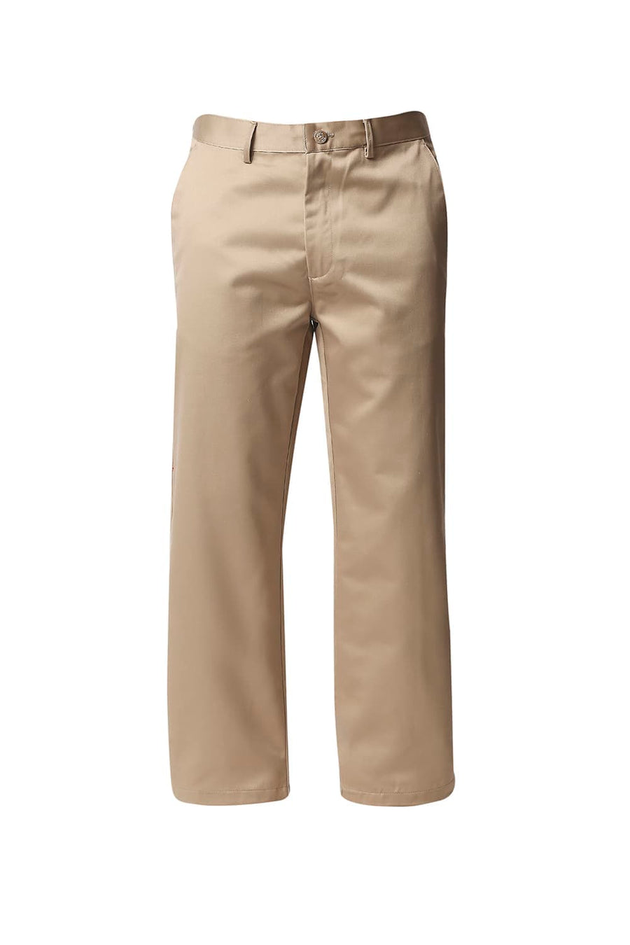 BASICS COMFORT FIT KHAKI SATIN WEAVE POLY COTTON TROUSERS