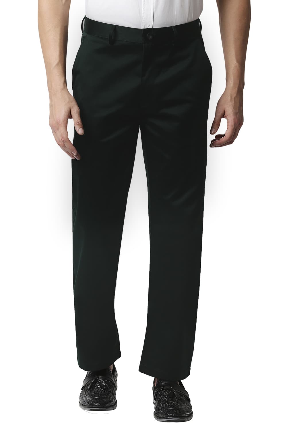 BASICS COMFORT FIT SATIN WEAVE POLY COTTON TROUSERS