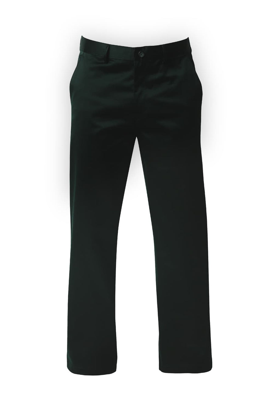 BASICS COMFORT FIT DARK GREEN SATIN WEAVE POLY COTTON TROUSERS