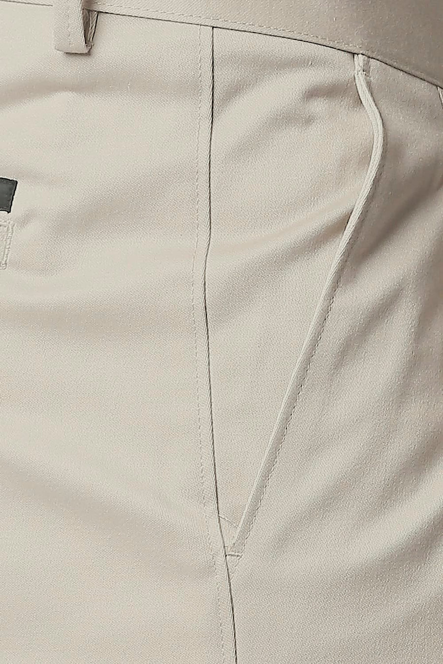 BASICS COMFORT FIT LIGHT GREY SATIN WEAVE POLY COTTON TROUSERS