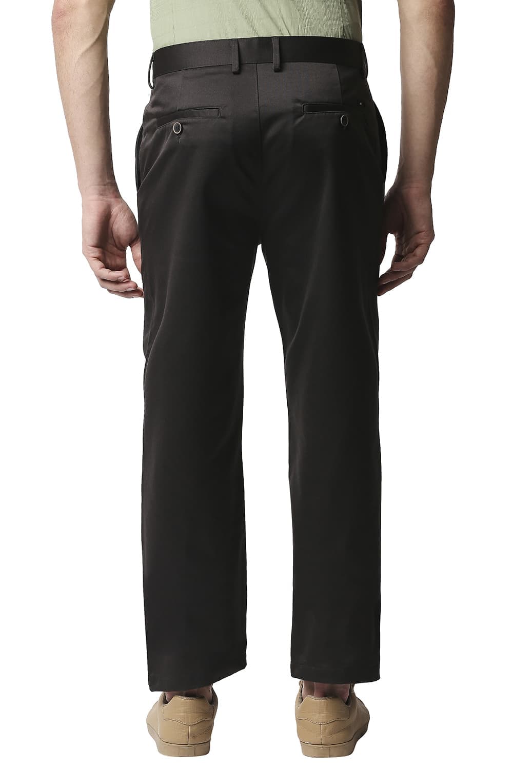 BASICS COMFORT FIT SATIN WEAVE POLY COTTON TROUSERS