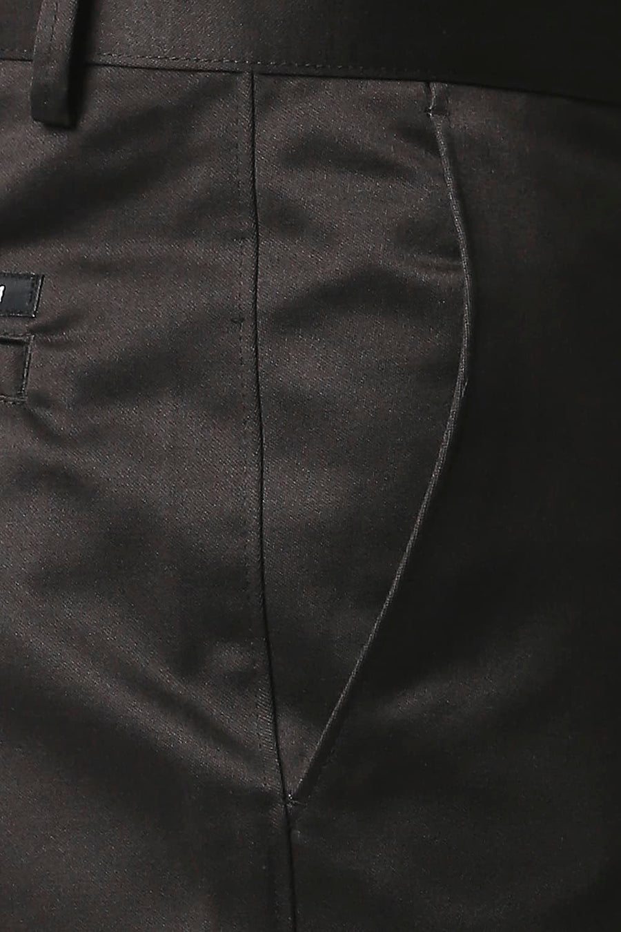 BASICS COMFORT FIT DARK GREY WEAVE POLY COTTON TROUSERS