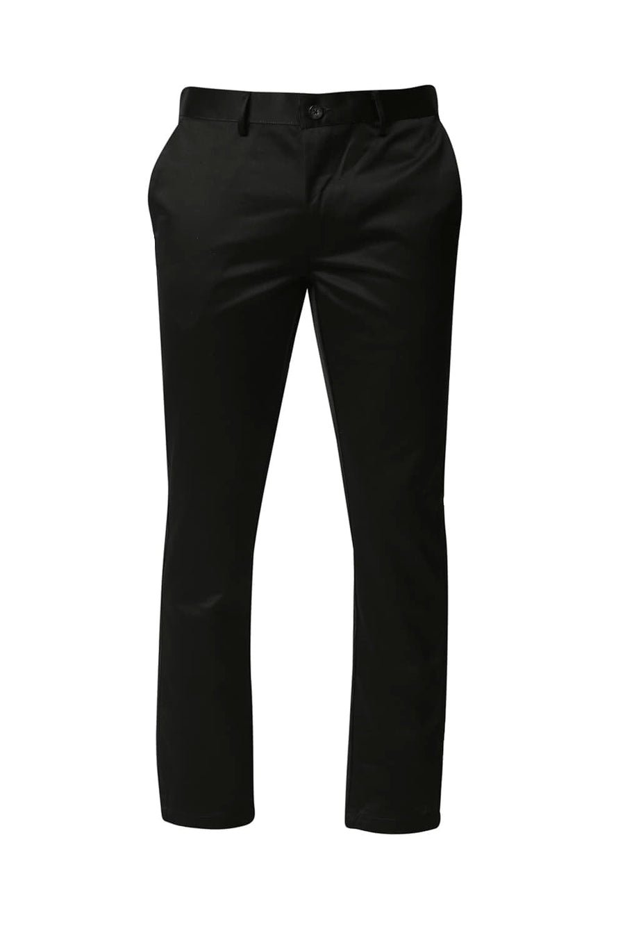 BASICS TAPERED FIT BLACK SATIN TROUSERS