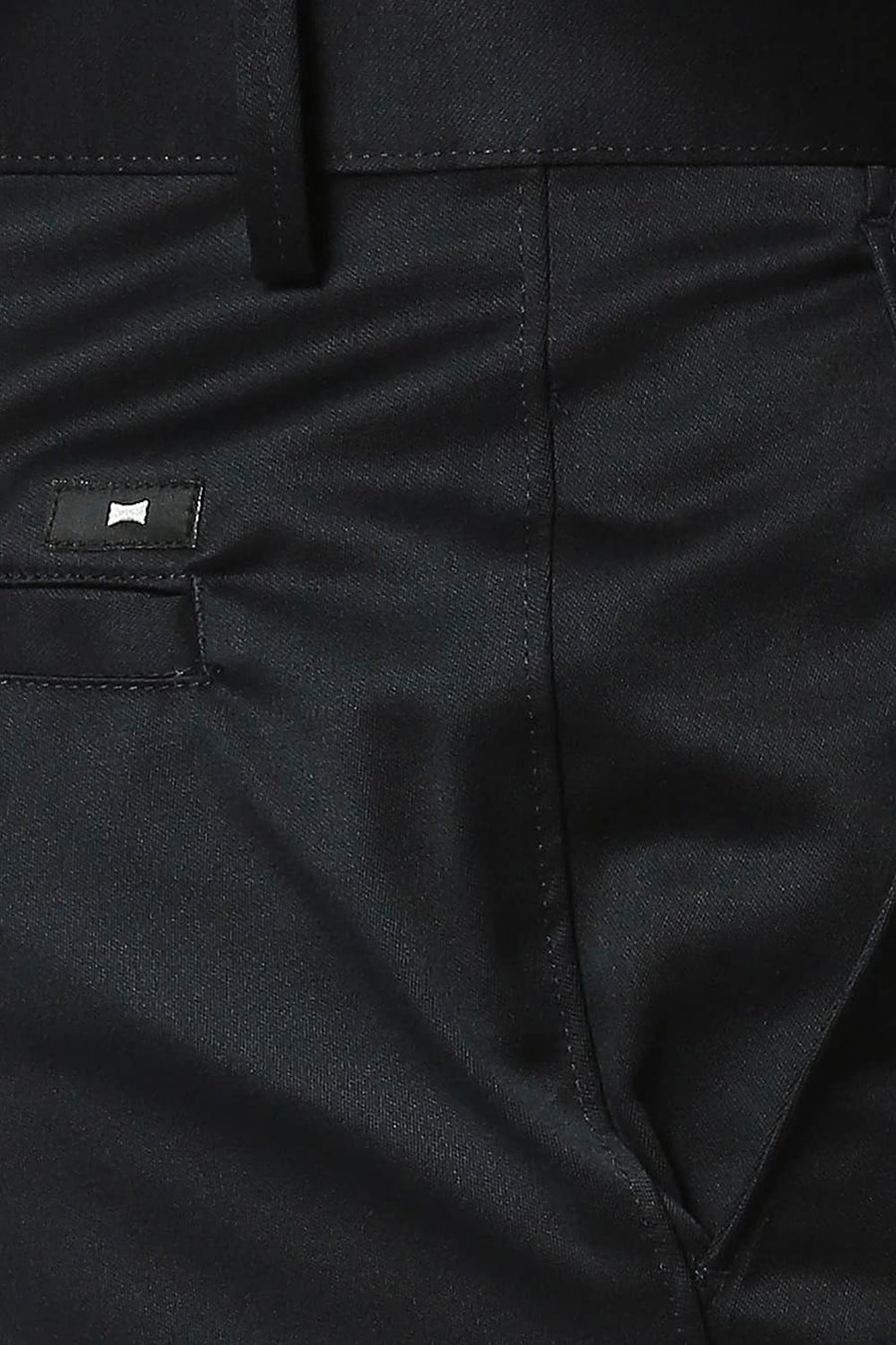BASICS TAPERED FIT NAVY SATIN TROUSERS