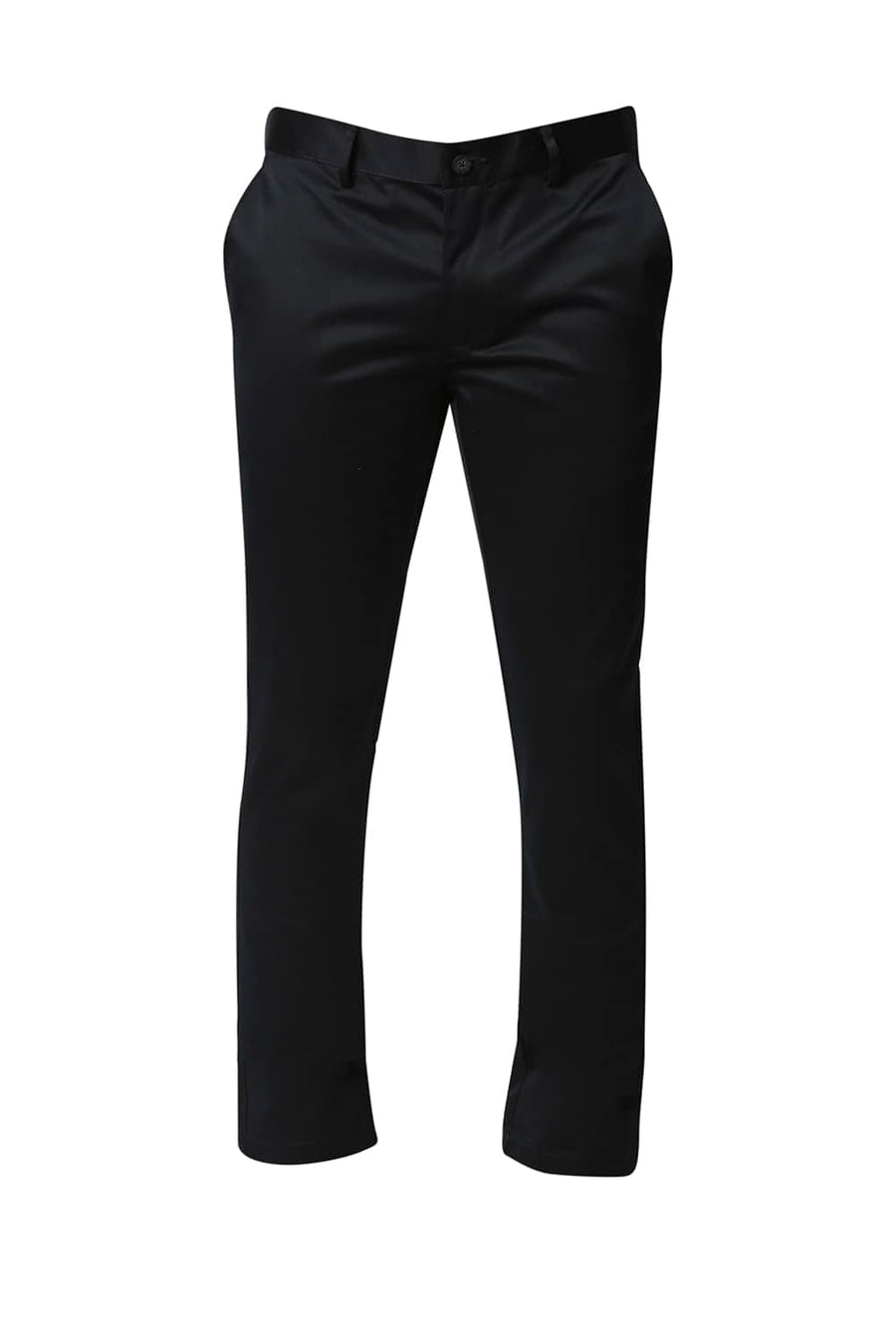 BASICS TAPERED FIT NAVY SATIN TROUSERS