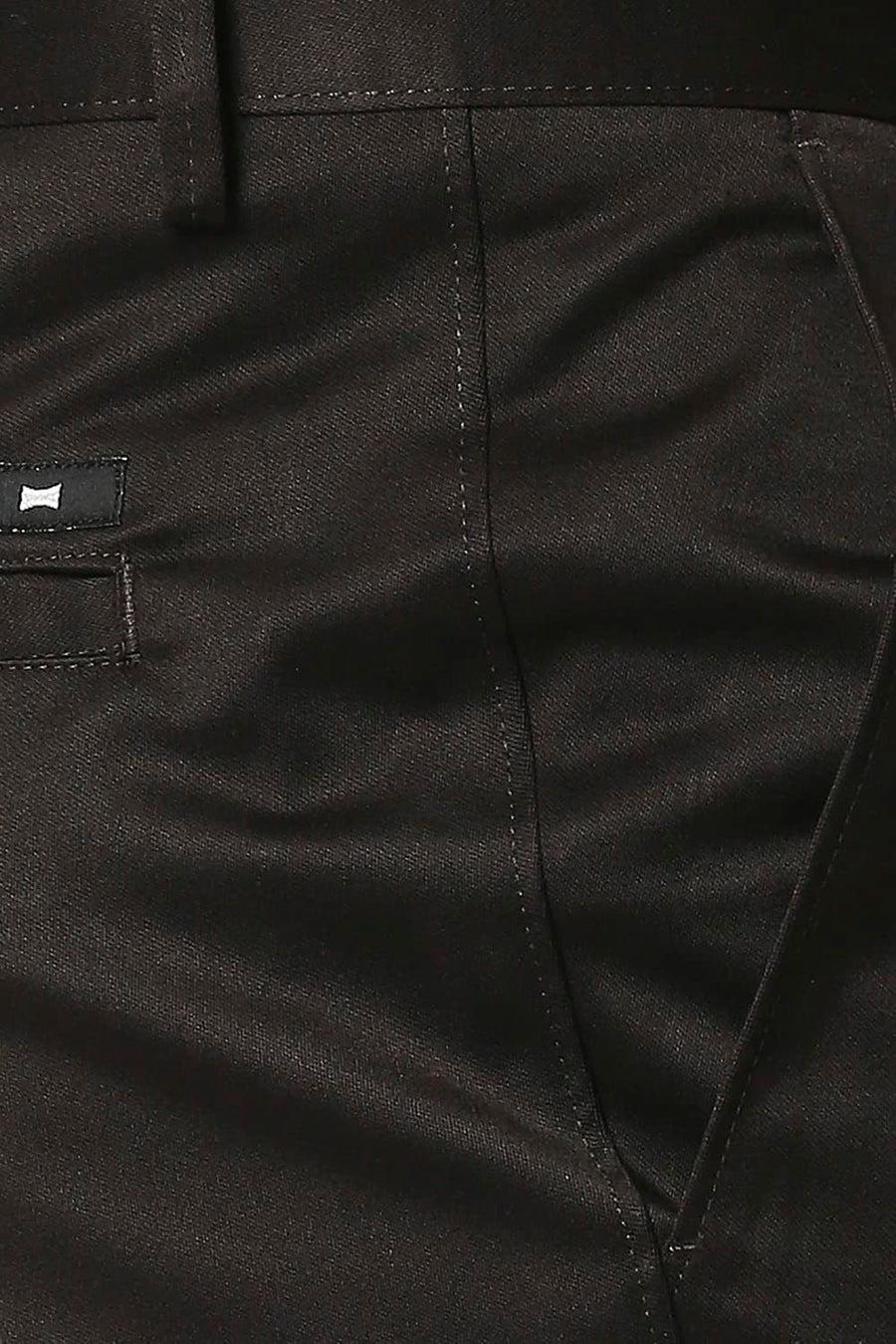BASICS TAPERED FIT COFFEE SATIN TROUSERS