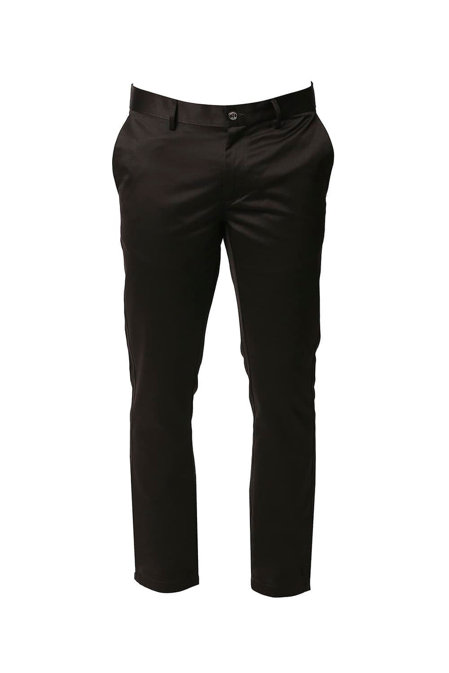 BASICS TAPERED FIT COFFEE SATIN TROUSERS