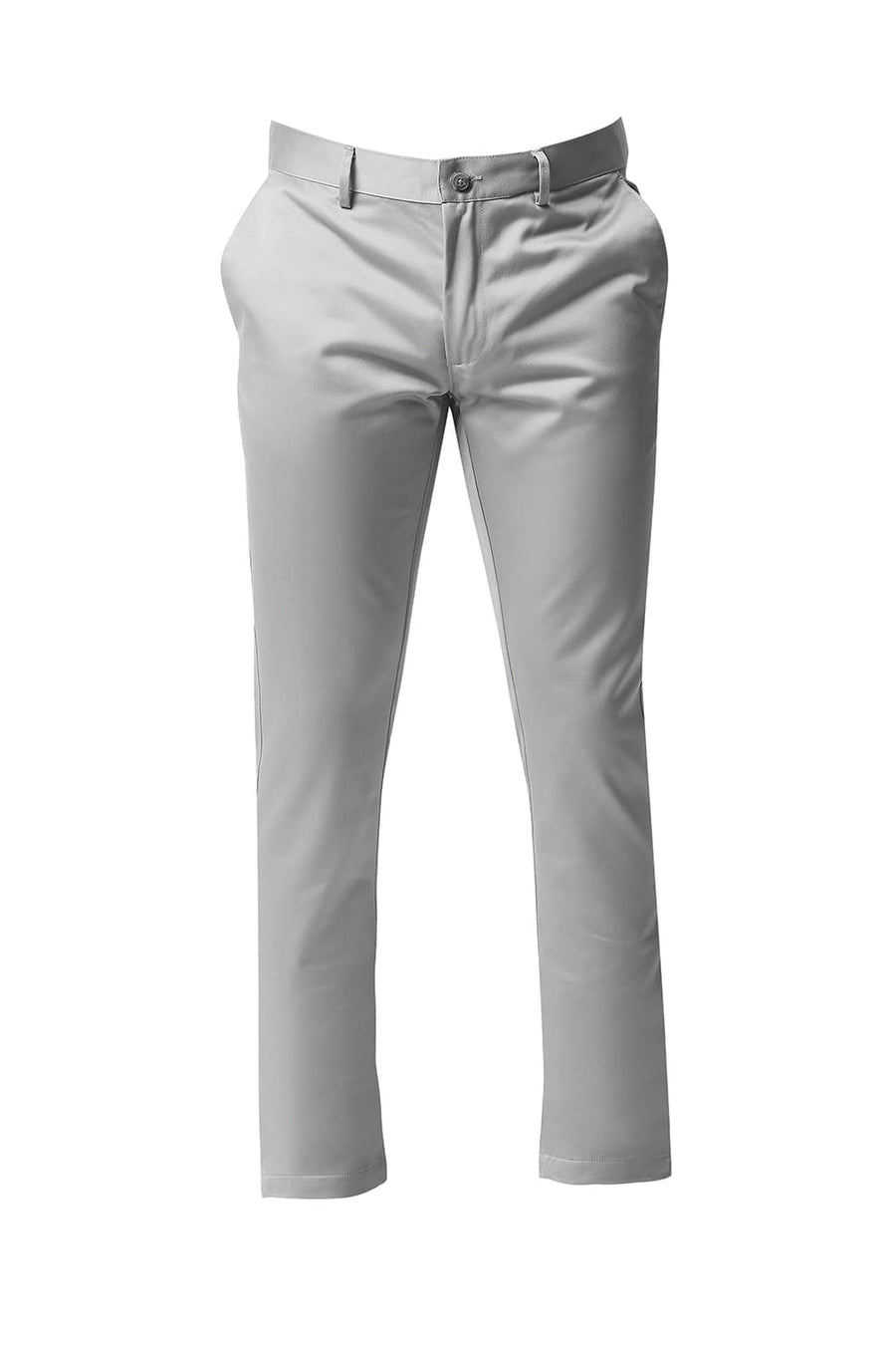 BASICS TAPERED FIT GREY SATIN TROUSERS