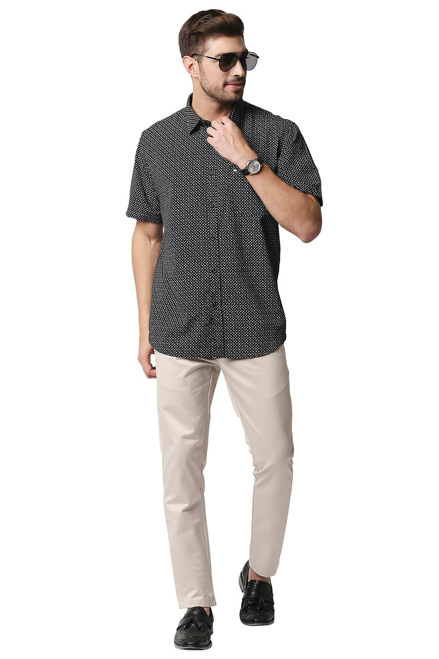 BASICS TAPERED FIT ECRU SATIN TROUSERS