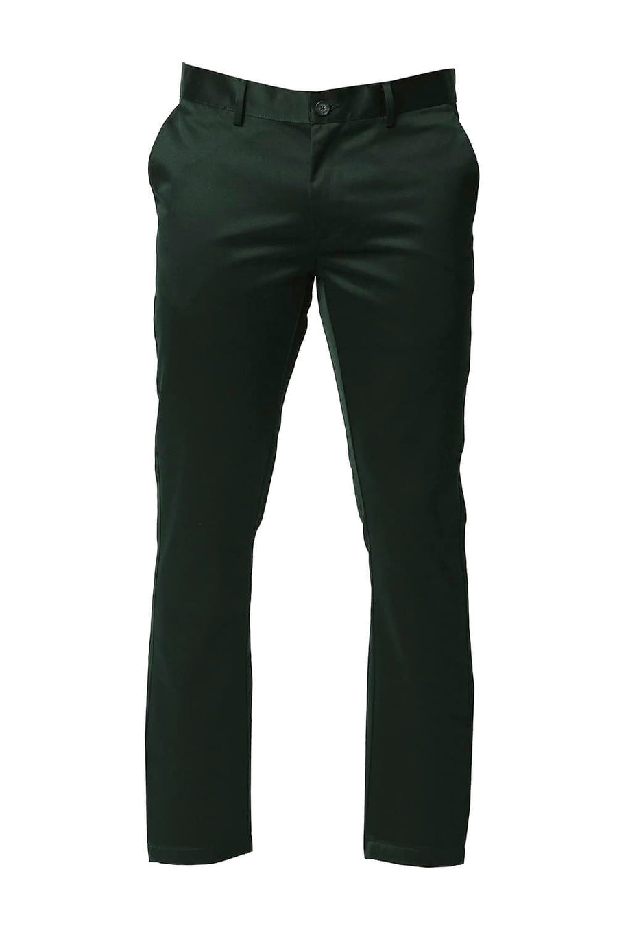 BASICS TAPERED FIT DARK GREEN SATIN TROUSERS