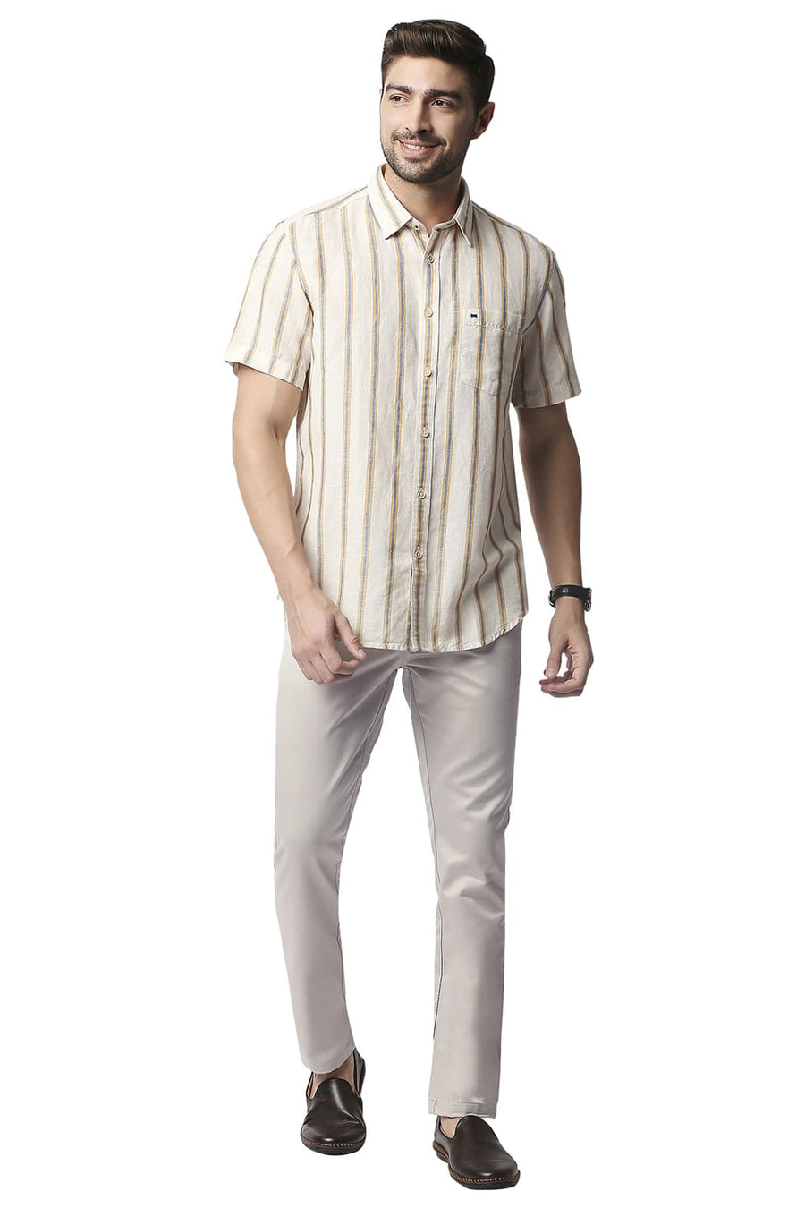 BASICS TAPERED FIT LIGHT GREY SATIN TROUSERS