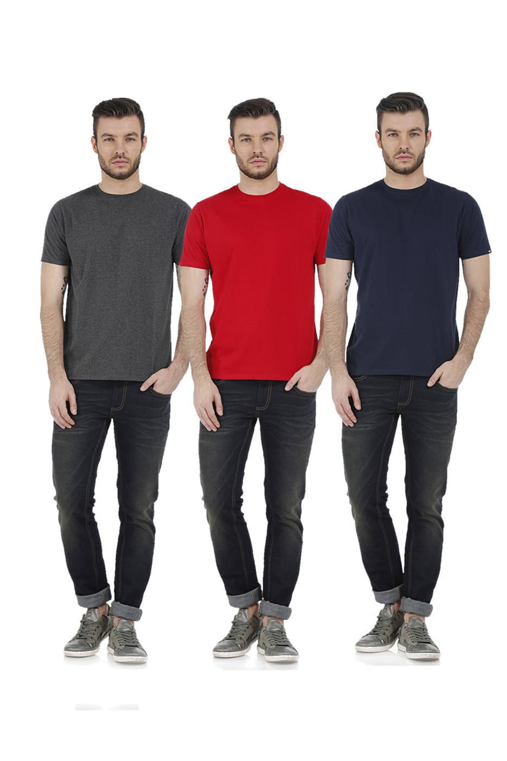 BASICS CREW NECK MUSCLE FIT HALF SLEEVES TEES