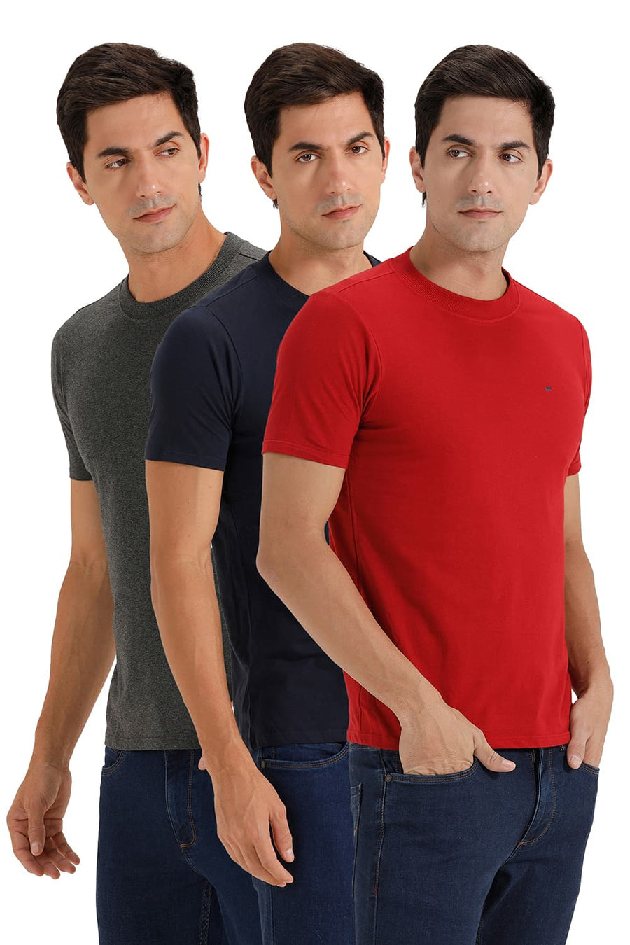 BASICS CREW NECK MUSCLE FIT HALF SLEEVES TEES