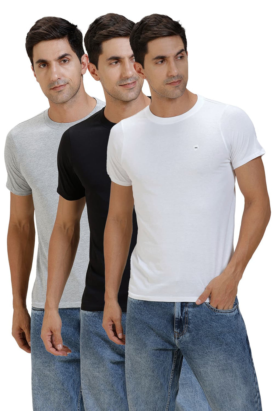 BASICS CREW NECK MUSCLE FIT HALF SLEEVES TEES