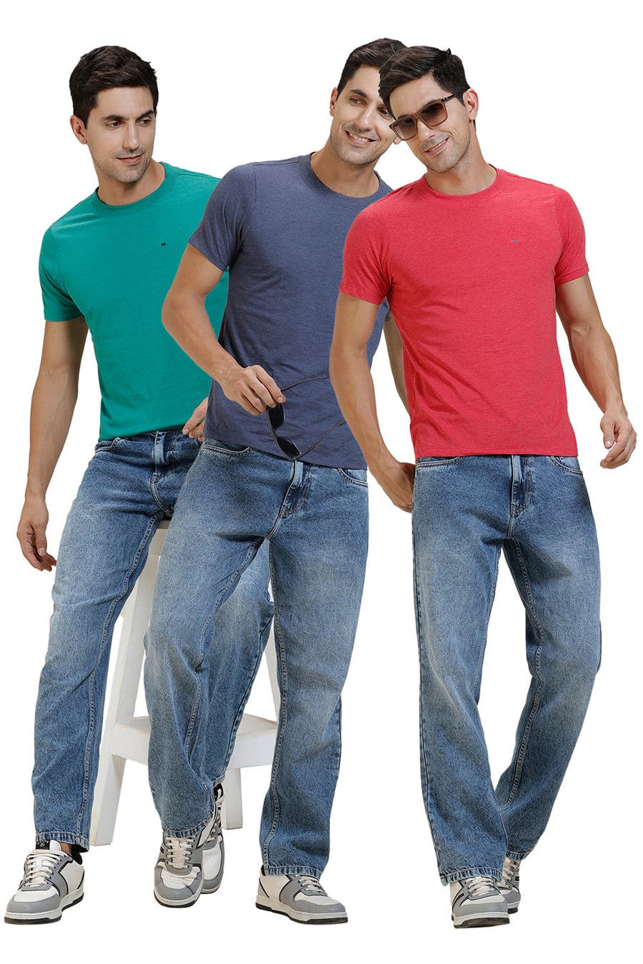 BASICS CREW NECK MUSCLE FIT HALF SLEEVES TEES