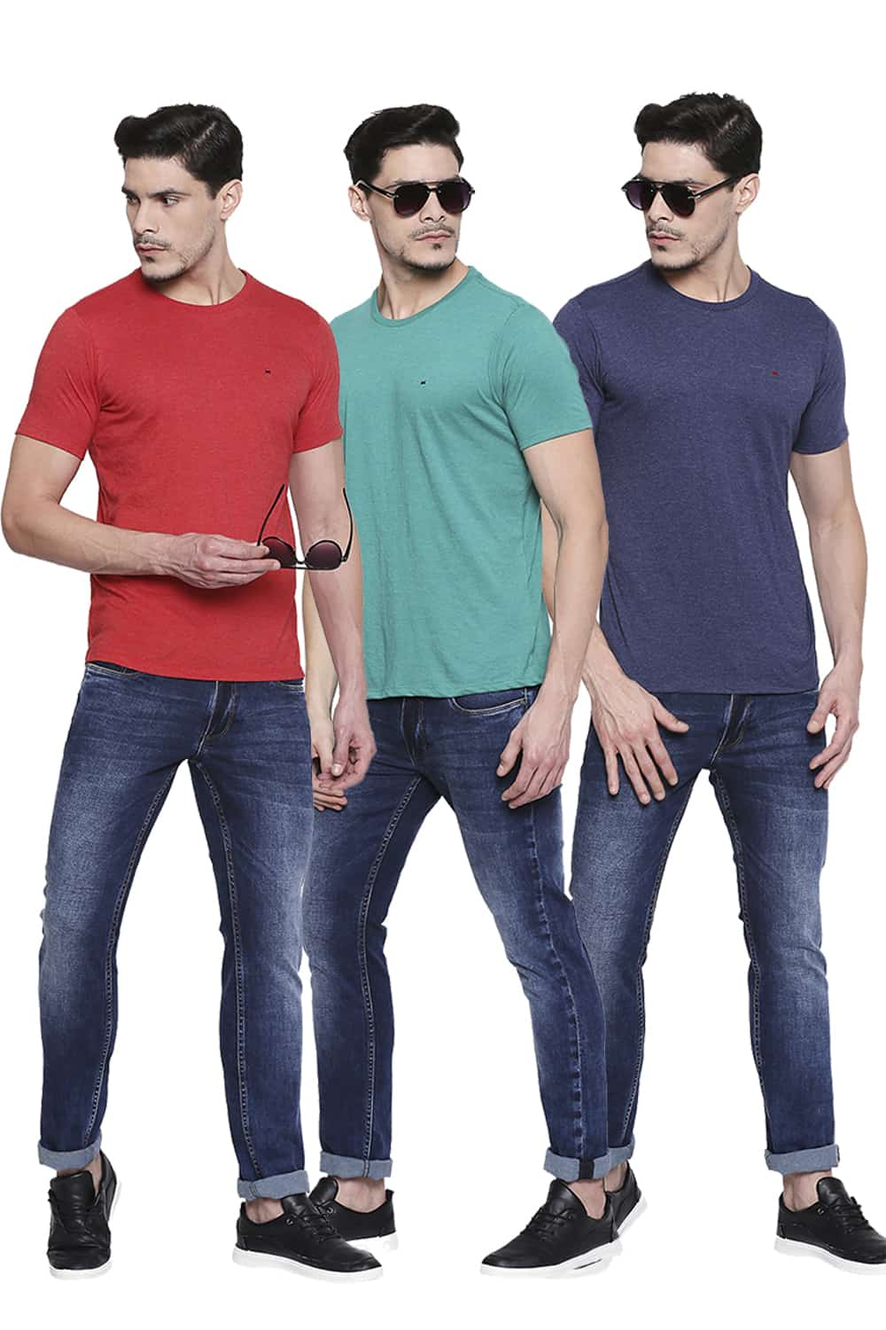 BASICS CREW NECK MUSCLE FIT HALF SLEEVES TEES