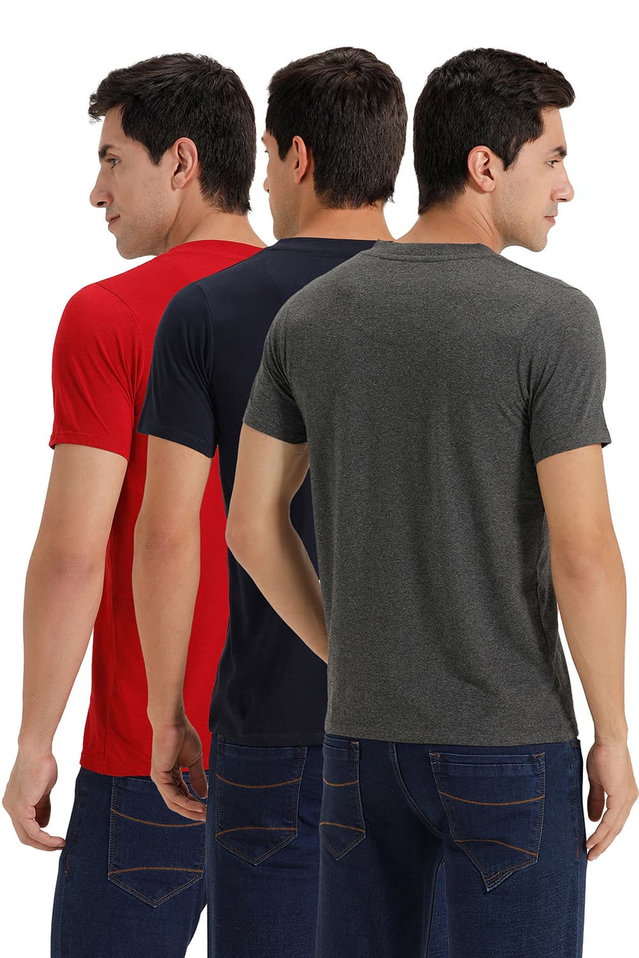 BASICS VALUE PACK OF 3 MUSCLE FIT V-NECK T-SHIRTS