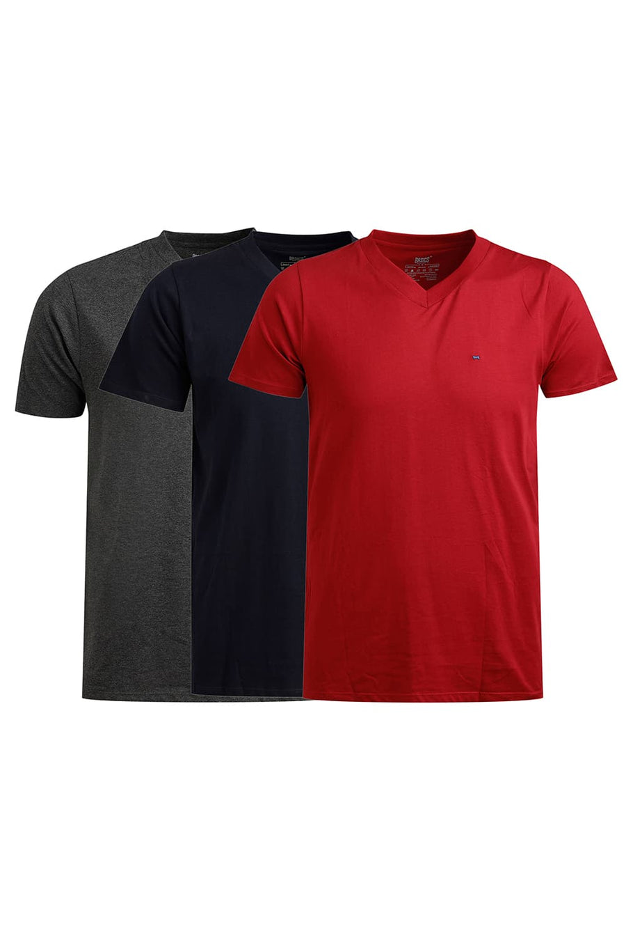 BASICS VALUE PACK OF 3 MUSCLE FIT V-NECK T-SHIRTS