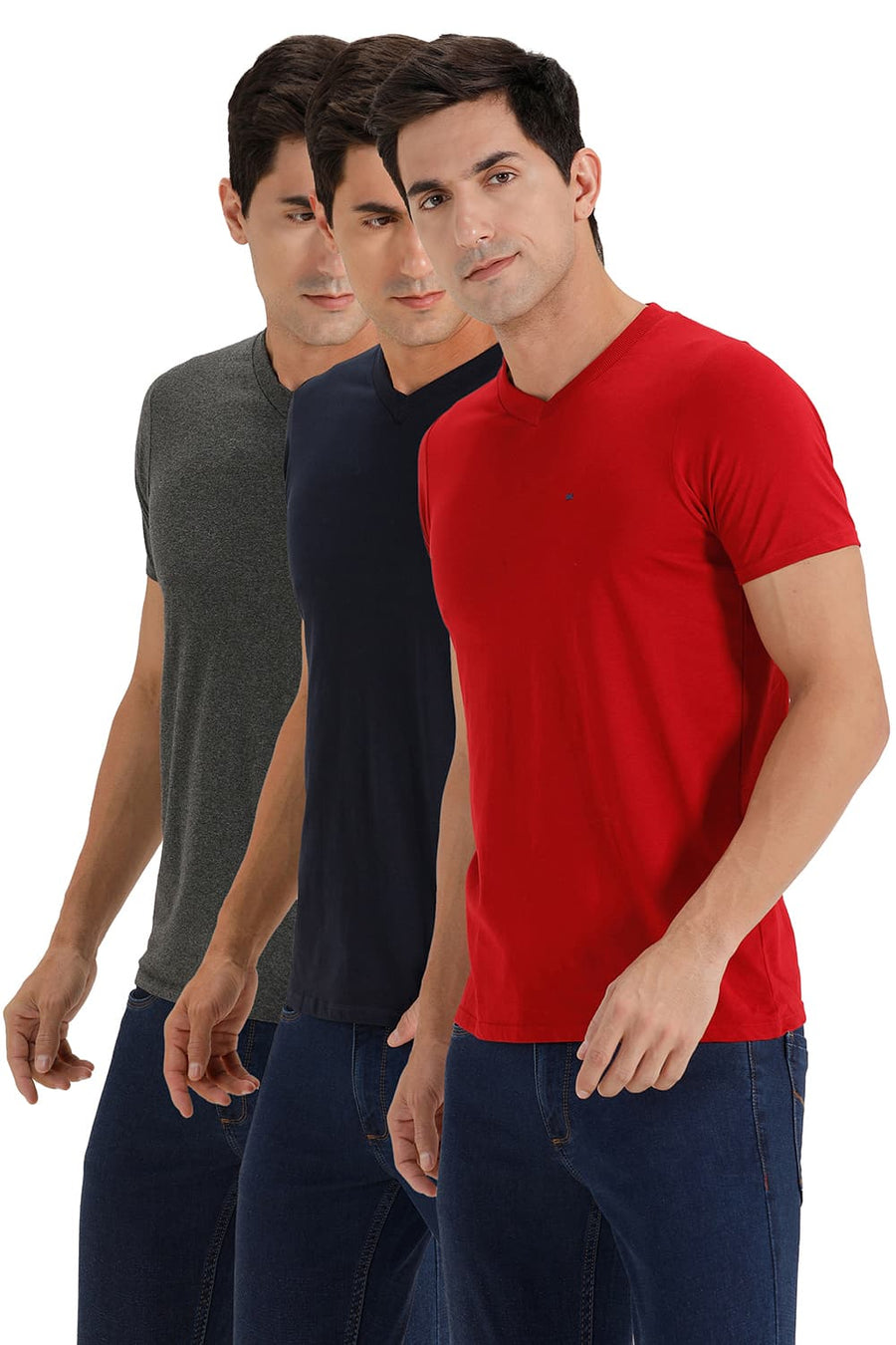 BASICS VALUE PACK OF 3 MUSCLE FIT V-NECK T-SHIRTS
