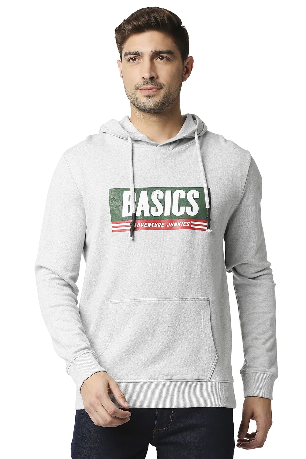 BASICS MUSCLE FIT MILD BRUSHED FLEECE HOOD PULLOVER JACKET