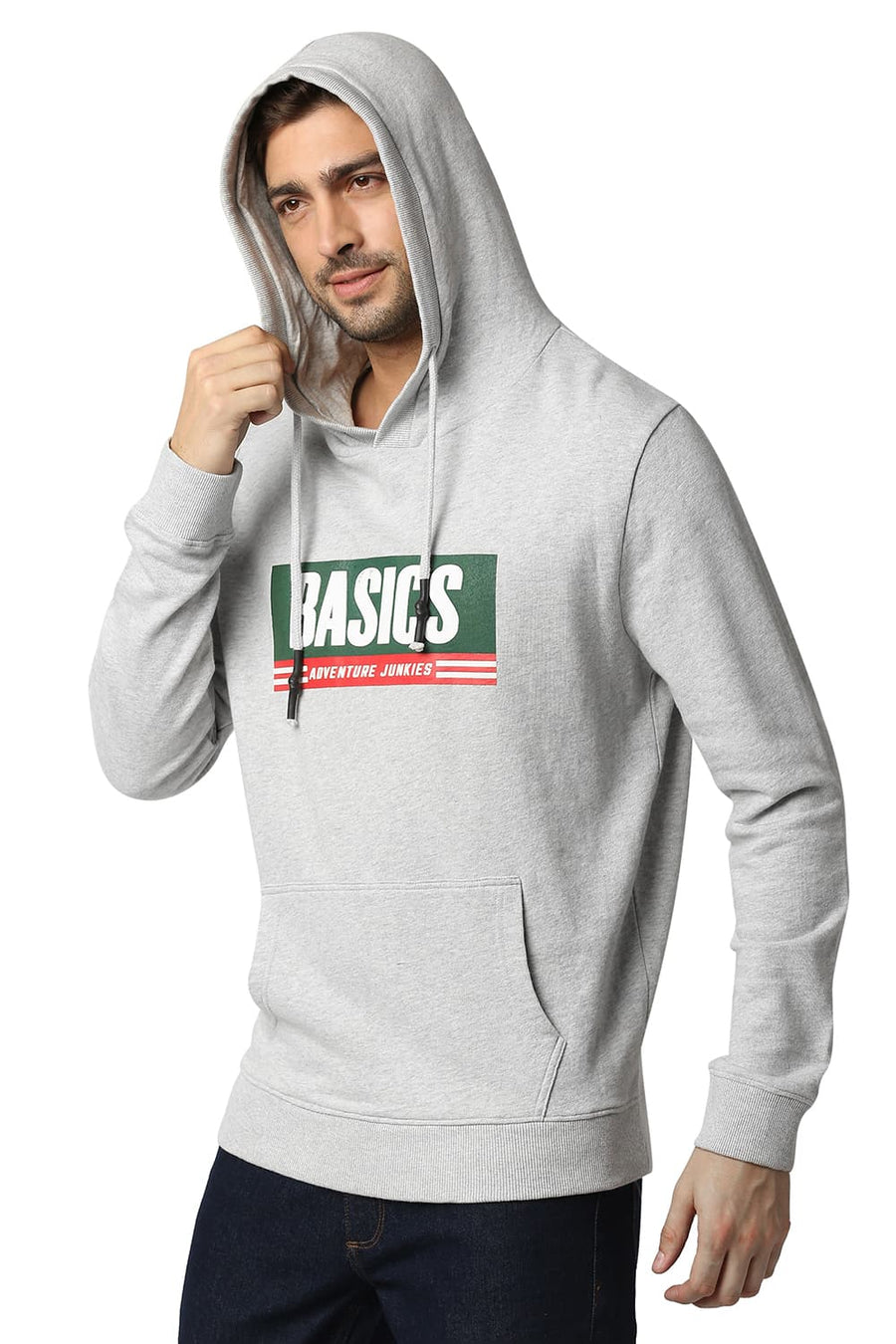 BASICS MUSCLE FIT CLOUD HEATHER MILD BRUSHED FLEECE HOOD PULLOVER JACKET