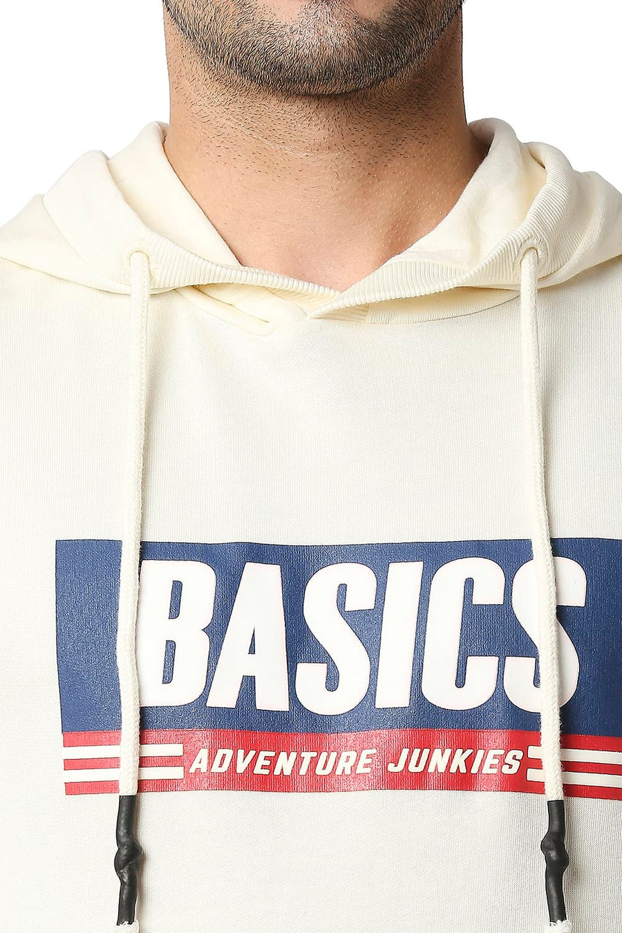 BASICS MUSCLE FIT CANNOLI CREAM BRUSHED FLEECE HOOD PULLOVER JACKET