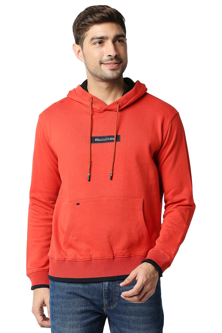 BASICS MUSCLE FIT CHILI BRUSHED FLEECE HOOD PULLOVER JACKET