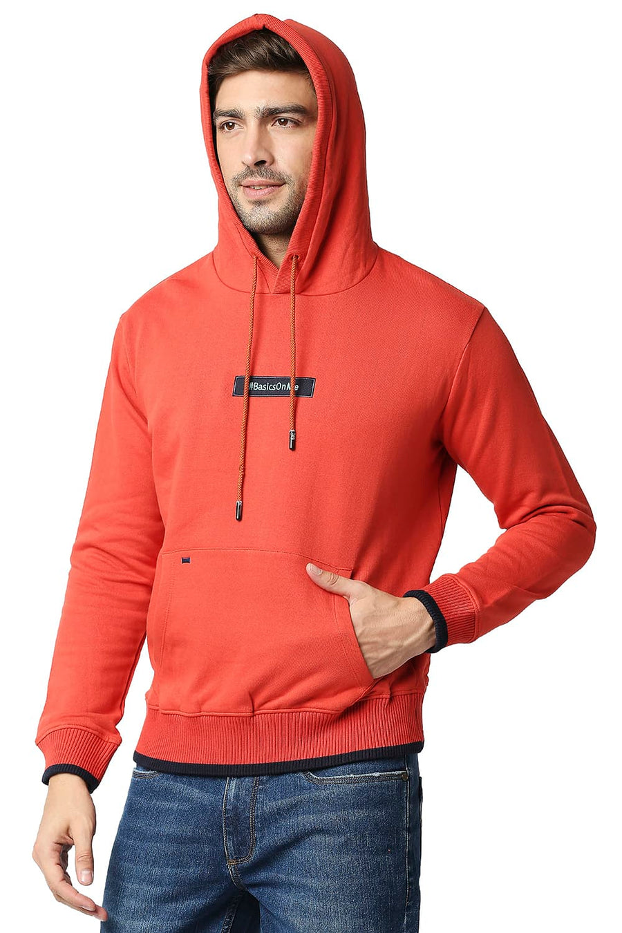 BASICS MUSCLE FIT CHILI BRUSHED FLEECE HOOD PULLOVER JACKET