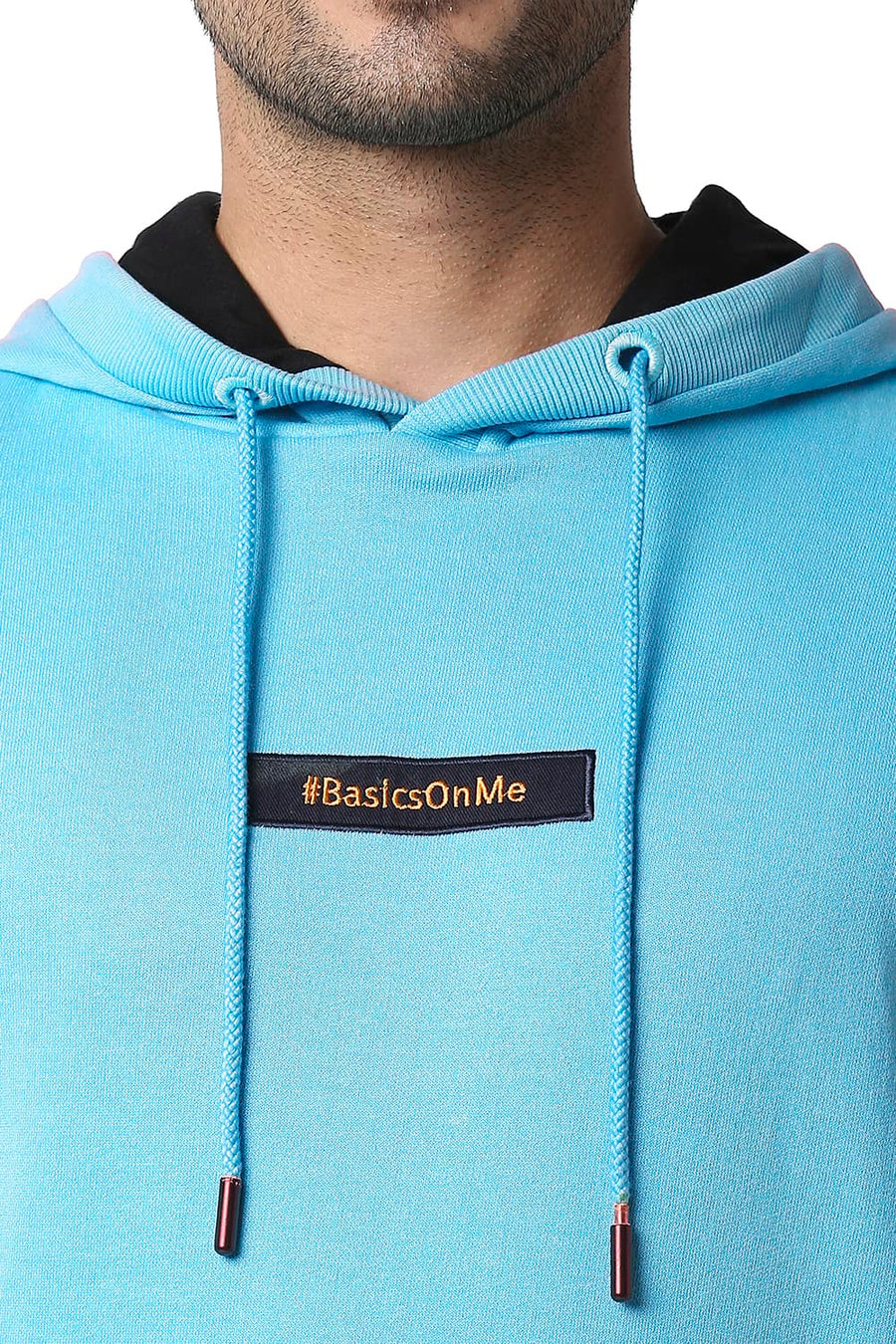 BASICS MUSCLE FIT HORIZON BLUE BRUSHED FLEECE HOOD PULLOVER JACKET